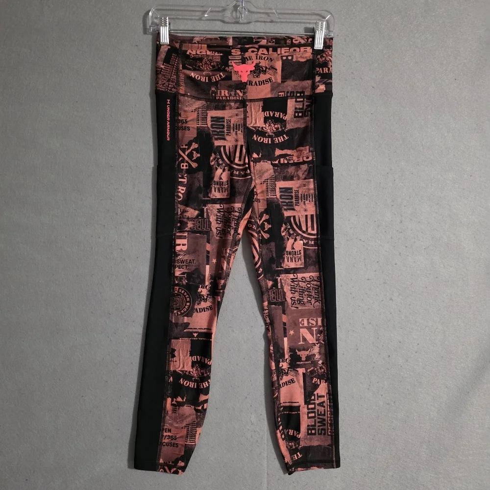 Under Armour Project Rock Womens HeatGear Print Ankle Leggings Size Medium